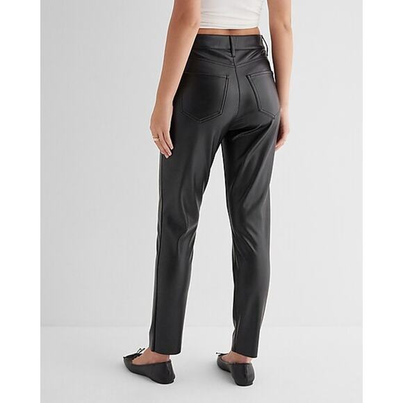 NWT Express High-Waisted Faux Leather Skinny Pants – Size 2R | Pitch Black | Y2K - Picture 7 of 7